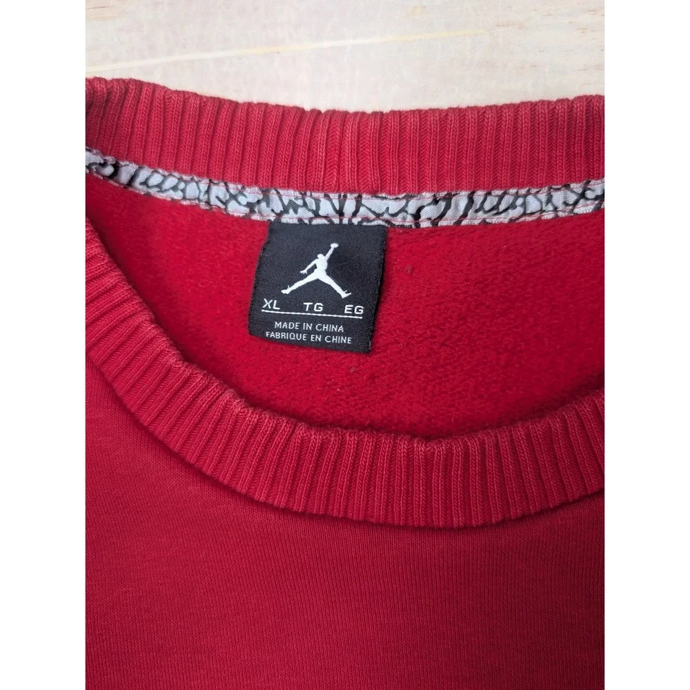 Nike Air Jordan Flight Jumpman Speckle Logo Red Crewneck Sweatshirt Mens XL